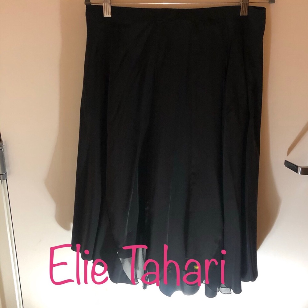 NWT ELIE TAHARI Midi Asymmetrical Layered Blk Skrt